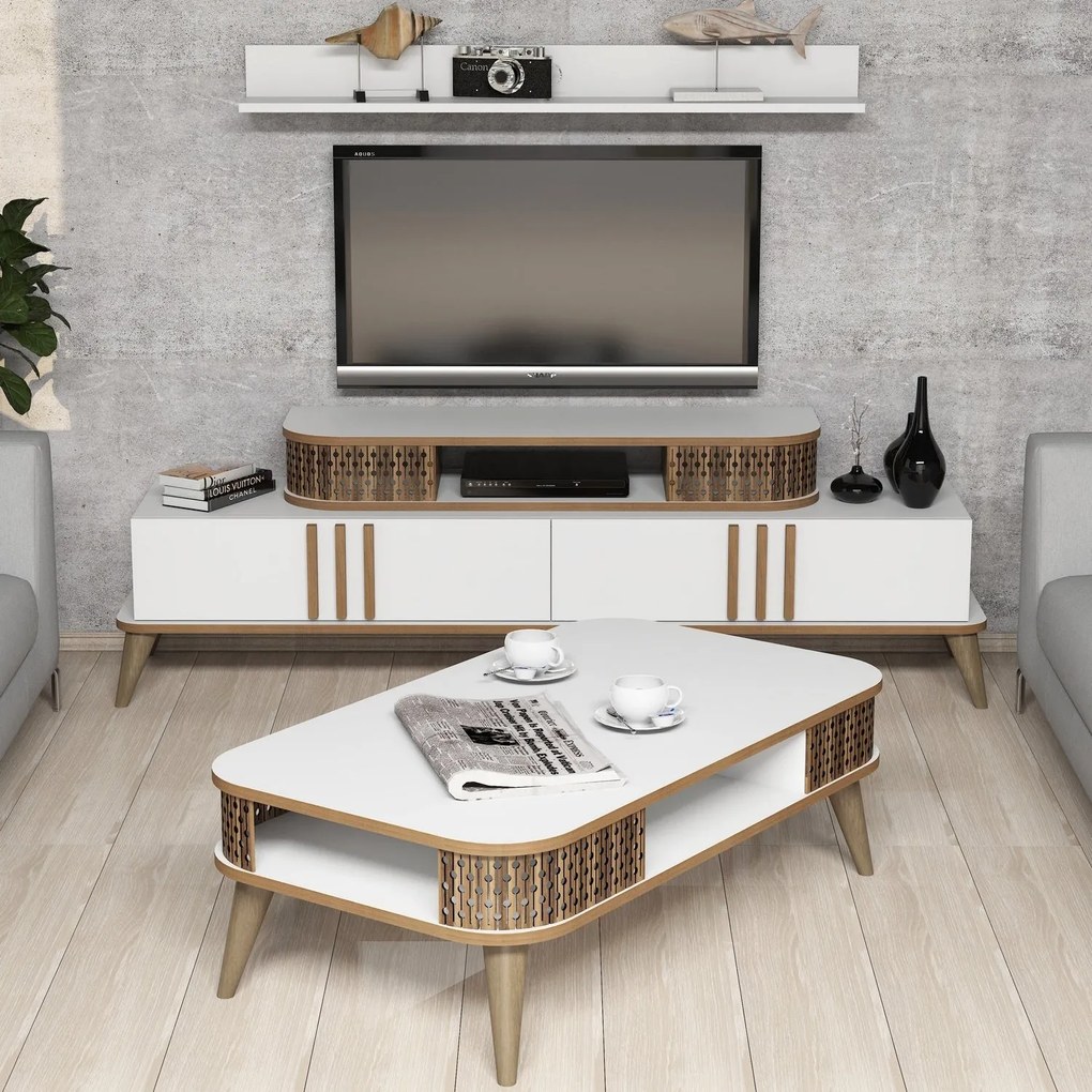 Conjunto de Mobiliário de Sala Eylül – Branco – Diversas Medidas