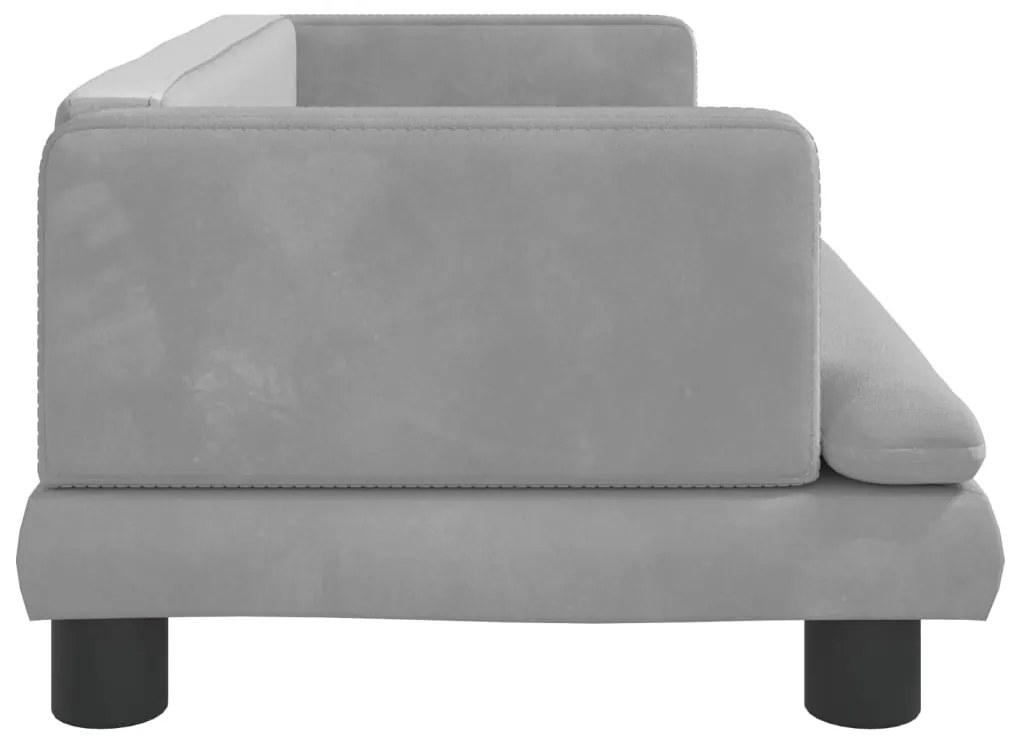 Sofá infantil 80x45x30 cm veludo cinzento-claro