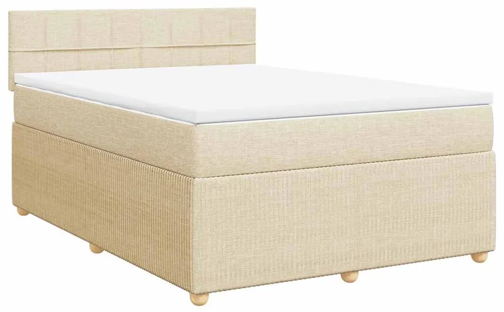 Cama com molas/colchão 140x190 cm tecido cor creme