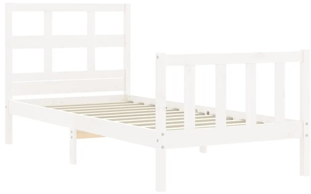 Estrutura cama de solteiro c/ cabeceira madeira maciça branco