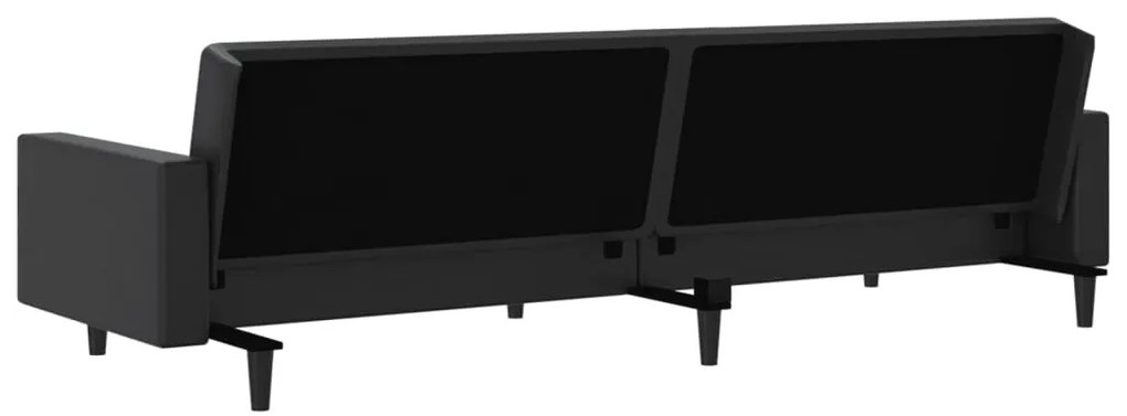 Sofá-cama de 2 lugares couro artificial preto