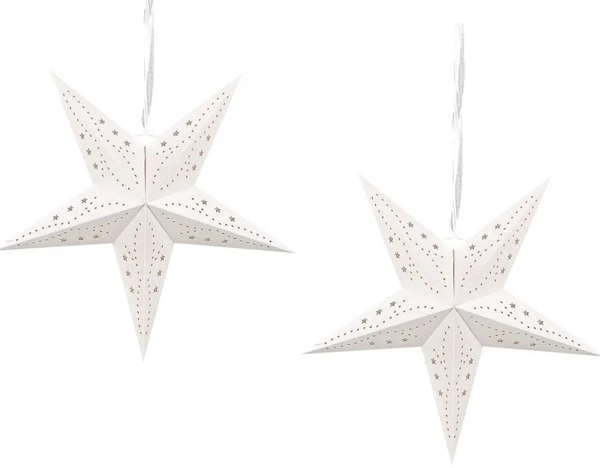 Conjunto de 2 estrelas de papel com LED em branco brilhante 45 cm MOTTI Beliani