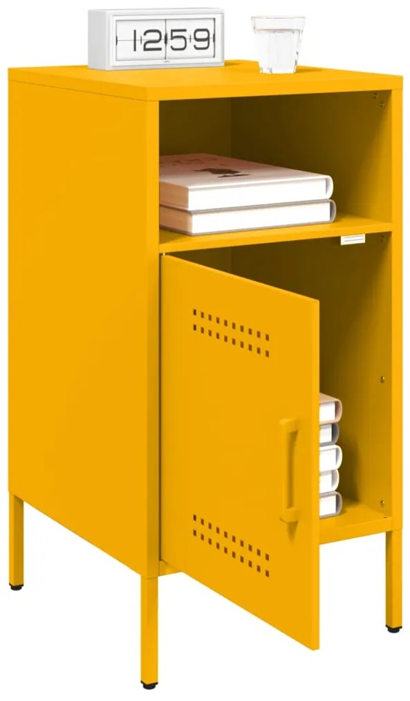 Mesas de cabeceira 2 pcs 36x39x68 cm aço amarelo mostarda
