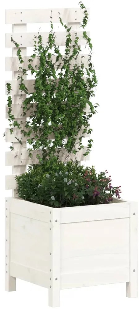 Vaso de jardim c/ suporte 39x39,5x114 cm pinho maciço branco
