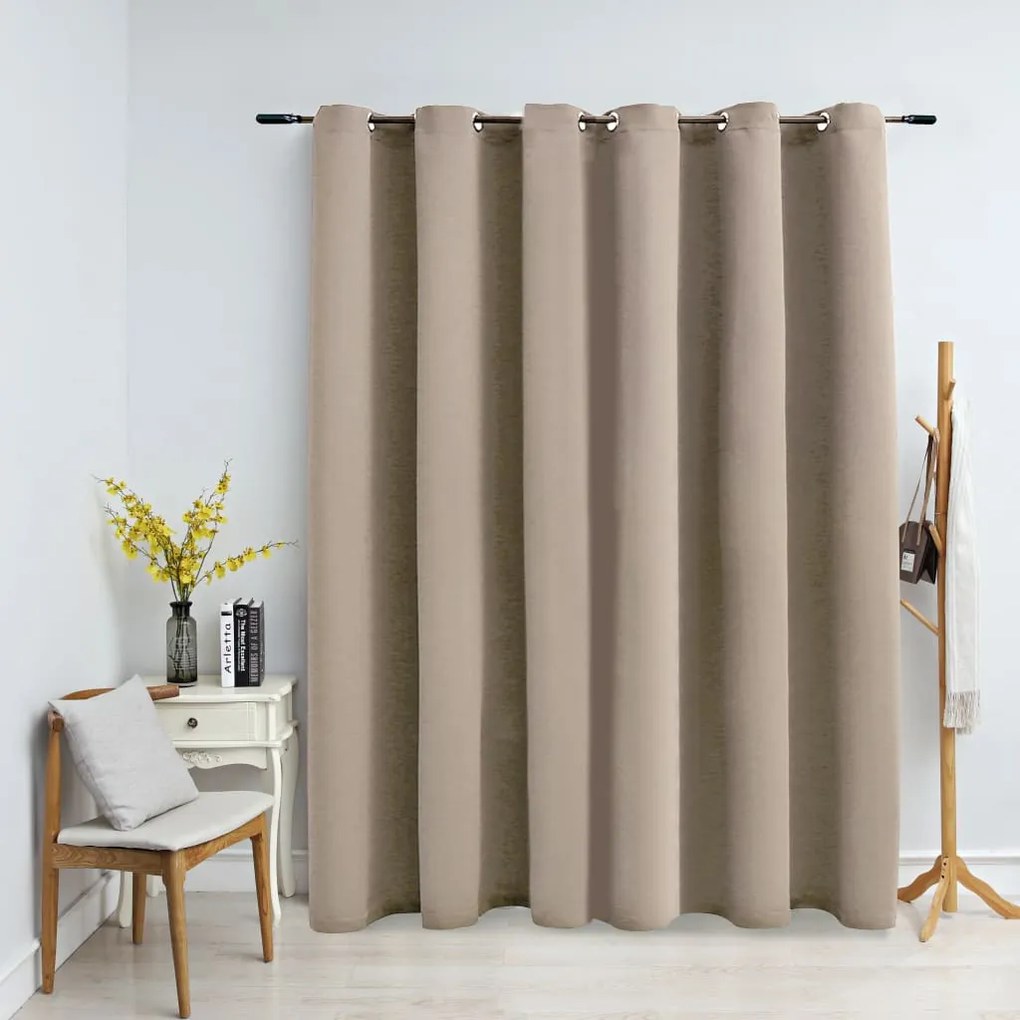 vidaXL Cortina blackout com argolas em metal 290x245 cm bege