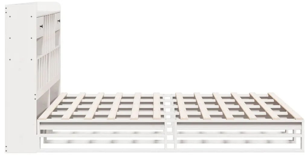 Cama com estante sem colchão 180x200 cm pinho maciço branco