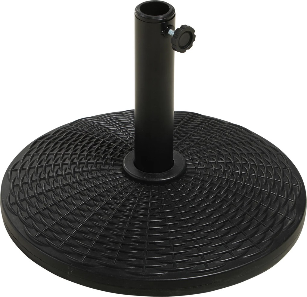 Outsunny Pé de guarda-sol redondo base de lastro Ø 44,5 x 32 cm resina imitação rattan preto bronze | Aosom Portugal