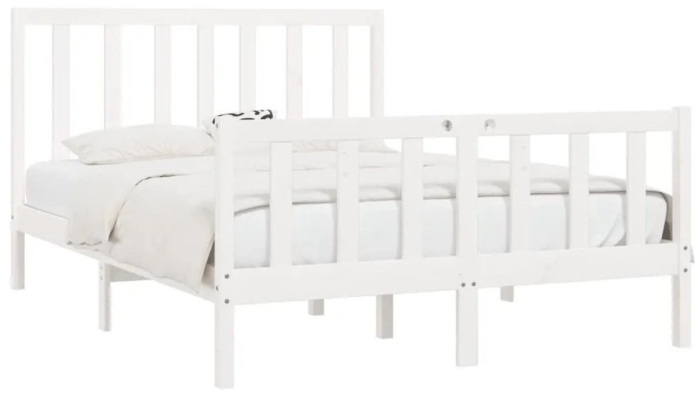 Estrutura de cama 120x200 cm madeira maciça branco