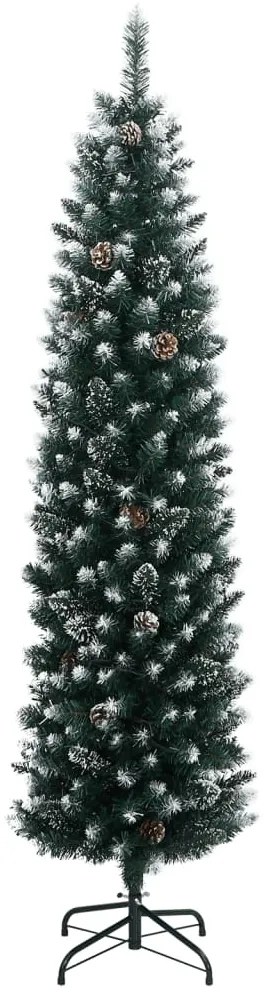 Árvore de Natal artificial fina com 300 luzes LED 210 cm