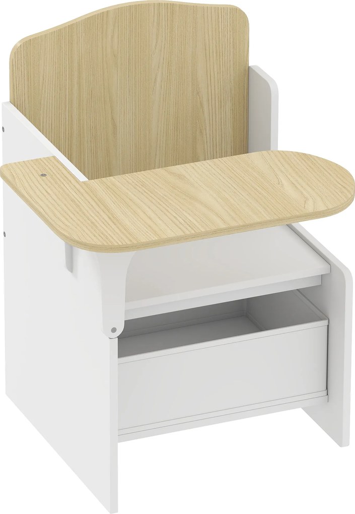 Secretária e cadeira para crianças com compartimento de arrumação, conjunto de mesa de atividades 2 em 1 para desenhar, ler e brincar, branco