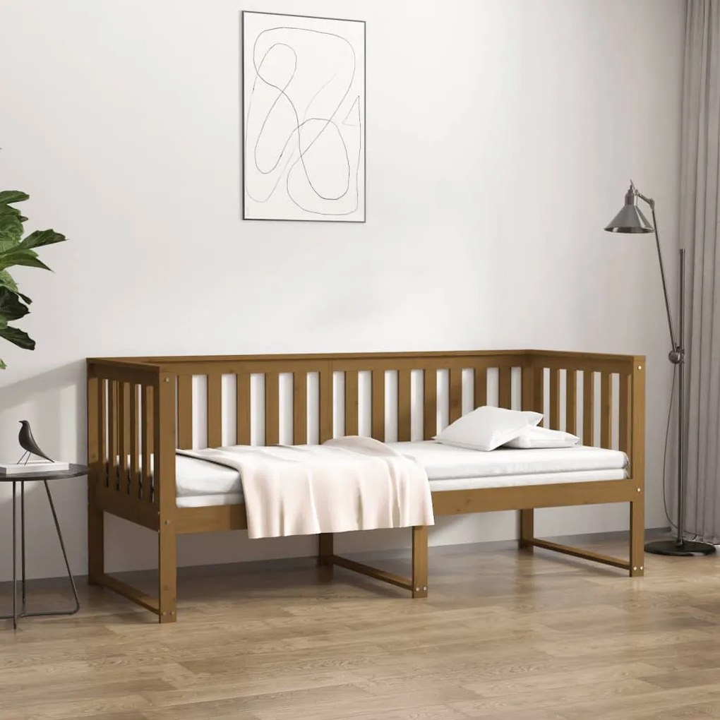 vidaXL Sofá-cama 75x190 cm madeira de pinho maciça castanho mel