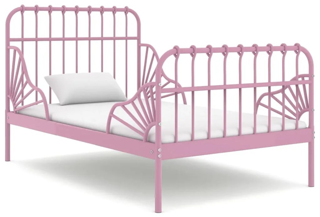 vidaXL Estrutura de cama extensível em metal rosa 80x130/200 cm