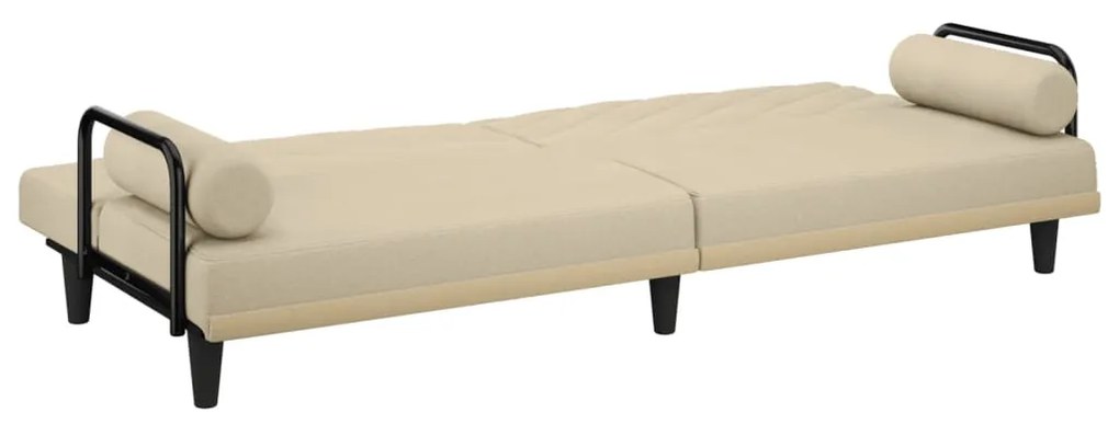 Sofá-cama com apoio de braços tecido cor creme