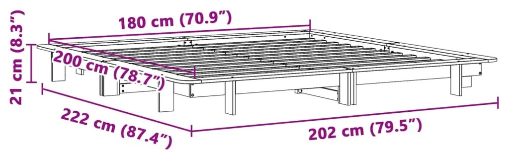 Cama sem colchão 180x200 cm madeira de pinho maciça branco