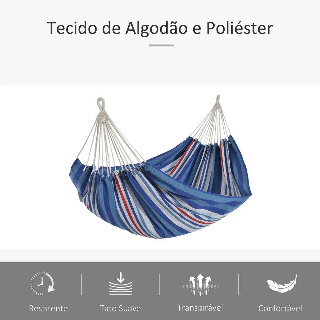 Cama Rede para Campismo Praia Jardim Carga Máxima 180 kg 210x150cm Azul e Vermelho