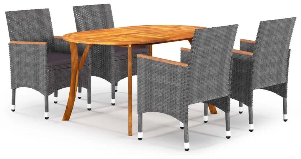 vidaXL 5 pcs conjunto de jantar para jardim cinzento