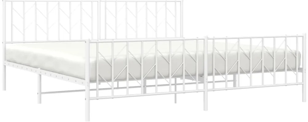 Estrutura de cama com cabeceira e pés 200x200 cm metal branco