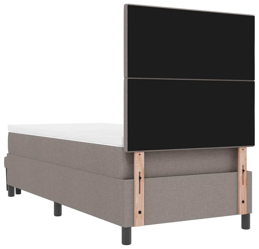 Cama Box Spring com Colchão & Banco Taupe 100x200 cm Tecido