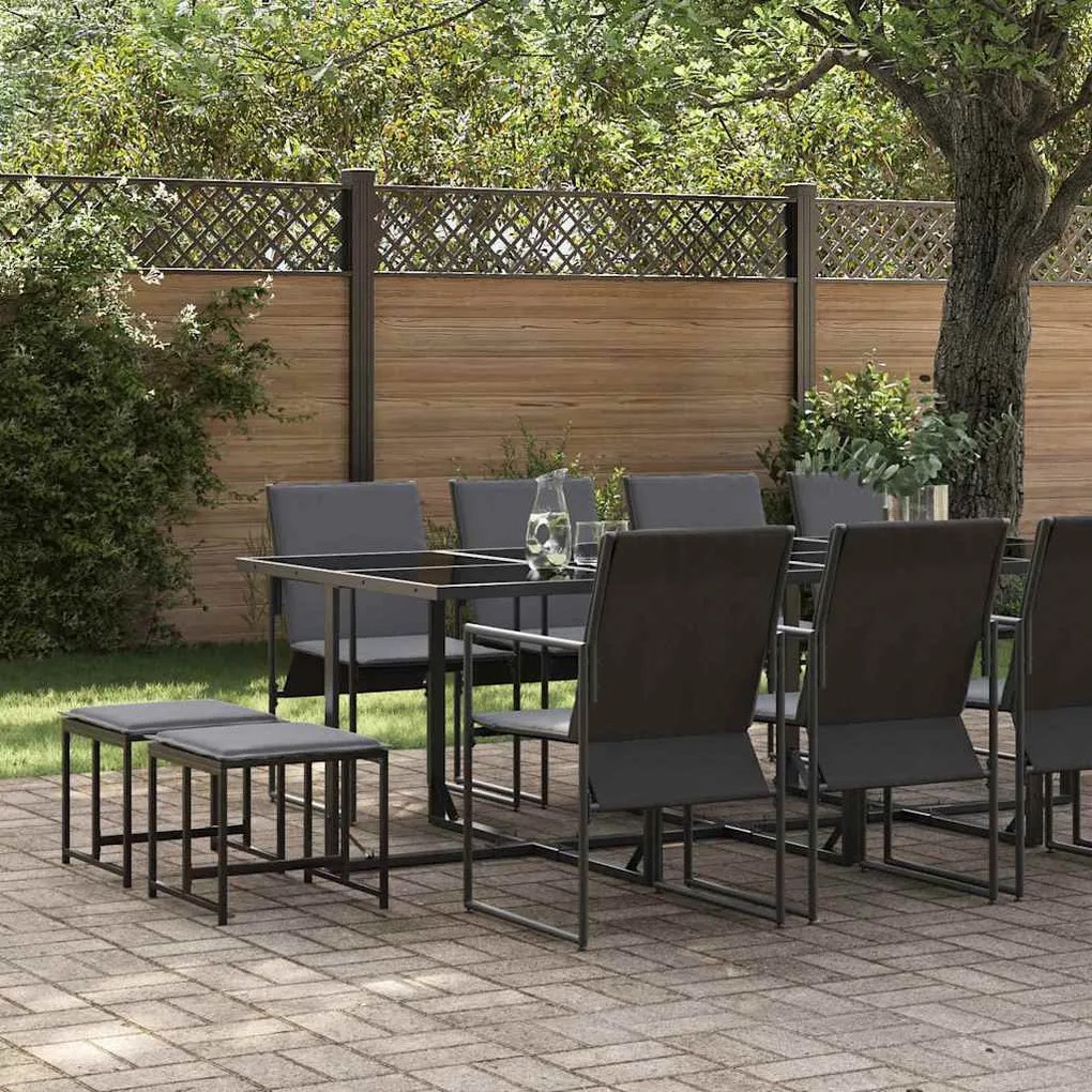 Conjunto de Jantar para Jardim vidaXL com 16 Peças e Almofadas em Aço