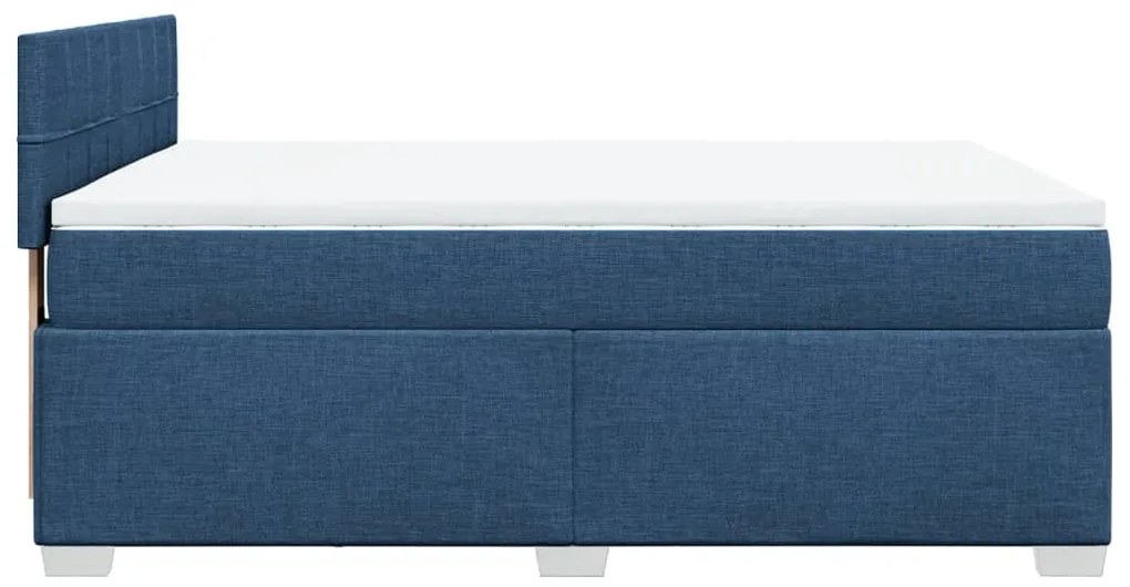 Cama com molas/colchão 160x200 cm tecido azul