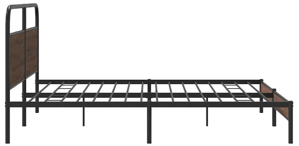 Estrutura cama sem colchão 200x200cm metal carvalho castanho