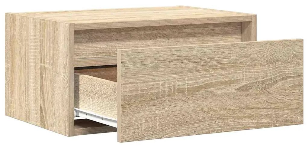 Mesa de cabeceira de parede com luzes LED carvalho sonoma