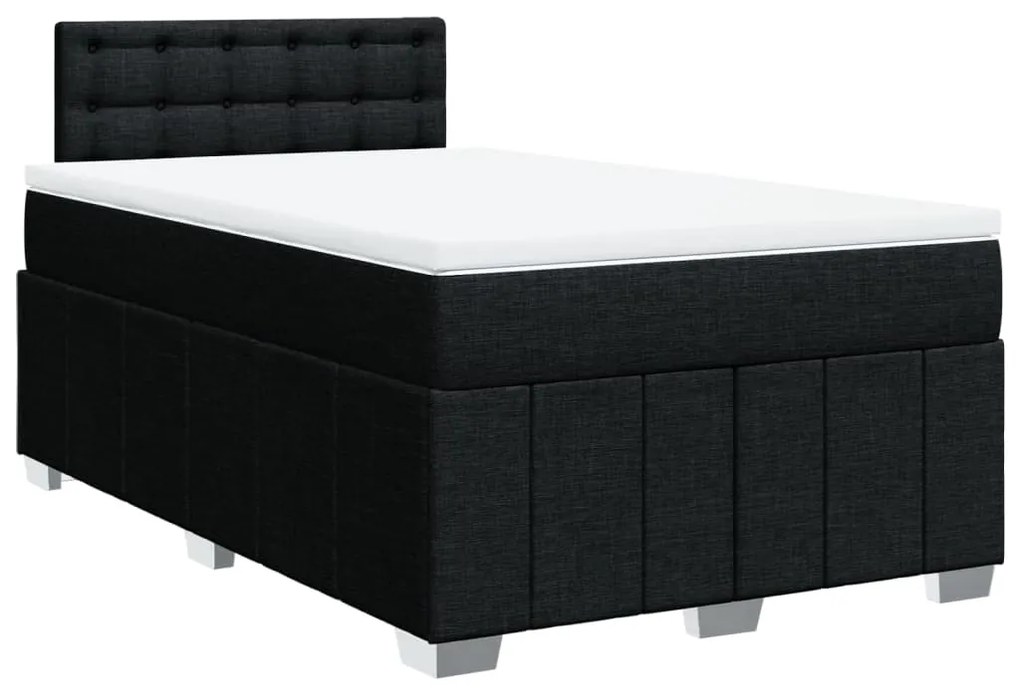 Cama boxspring com colchão 120x190 cm tecido preto