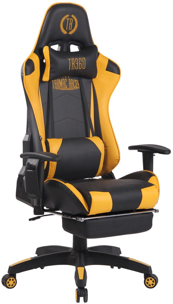 Cadeira Gaming Turbo XFM em imitação de pele com aquecimento preto/amarelo