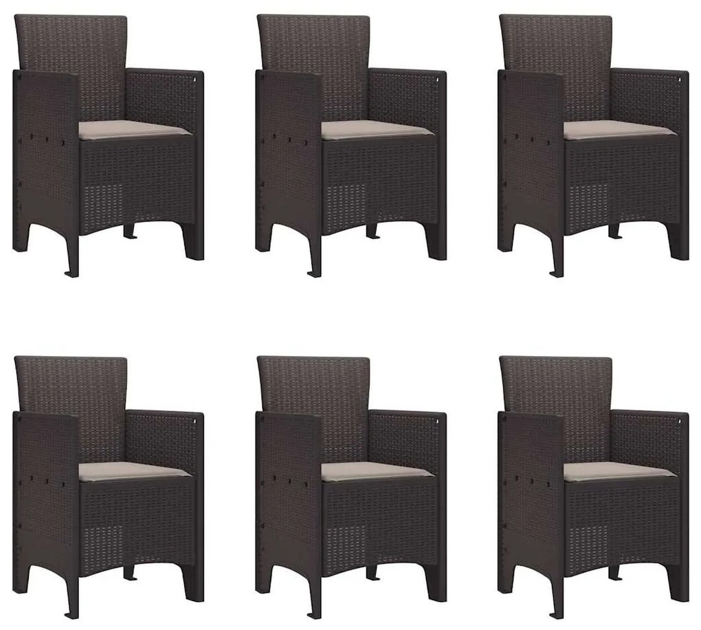 Conjunto de Jantar de Jardim 7 pcs Castanho 200 x 100 x 73 cm