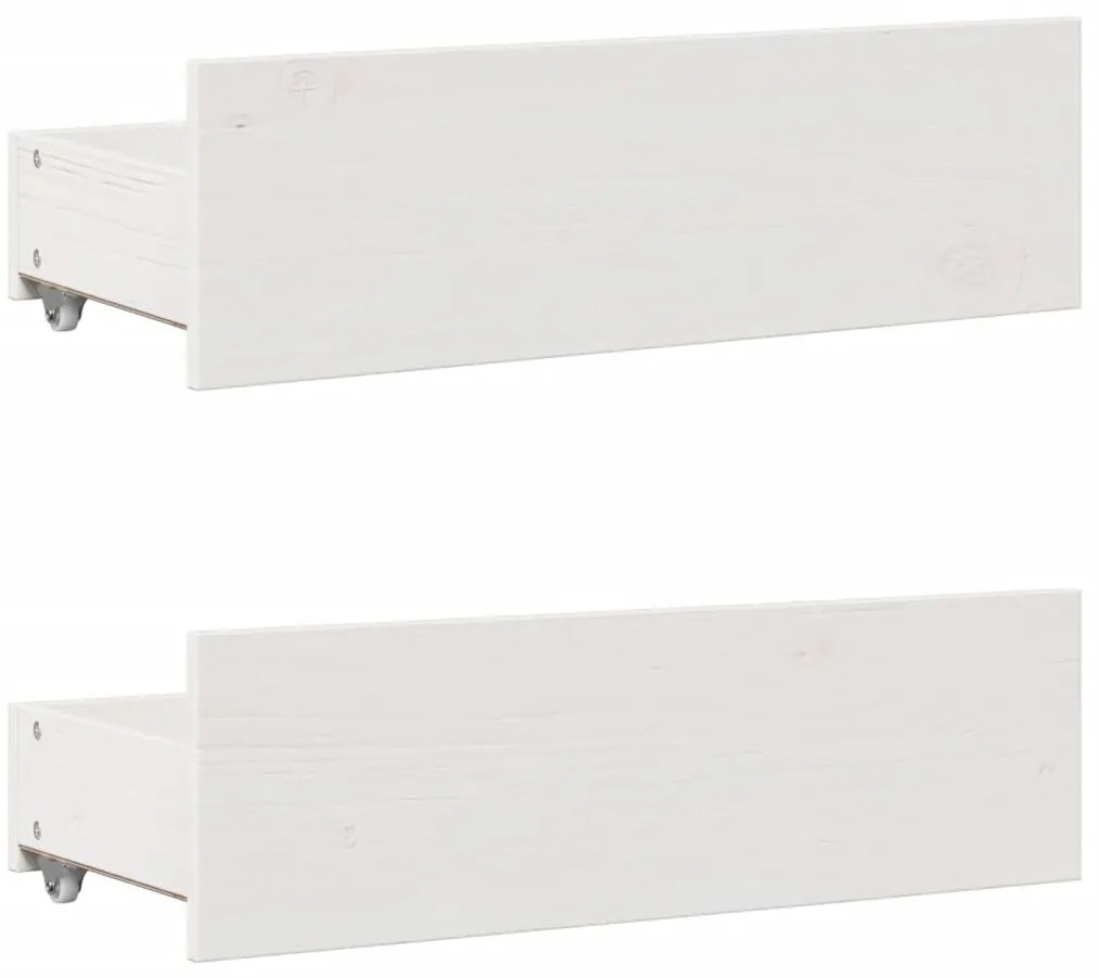 Cama sem colchão com gavetas 180x200 cm pinho maciça branco