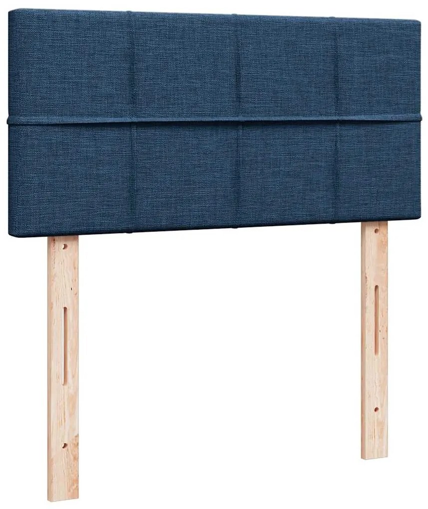 Cama Otomana com Colchão & LEDs Tecido Azul 90x200 cm
