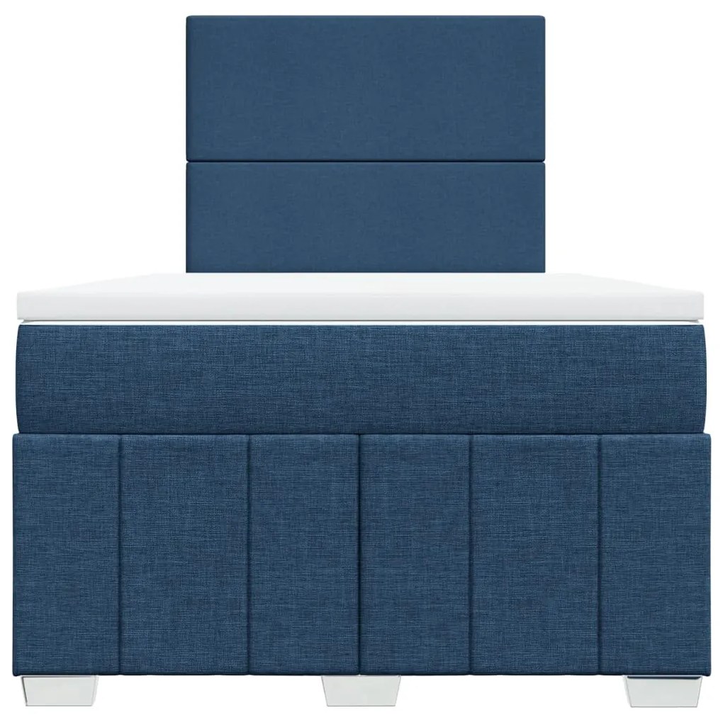 Cama boxspring com colchão 120x190 cm tecido azul