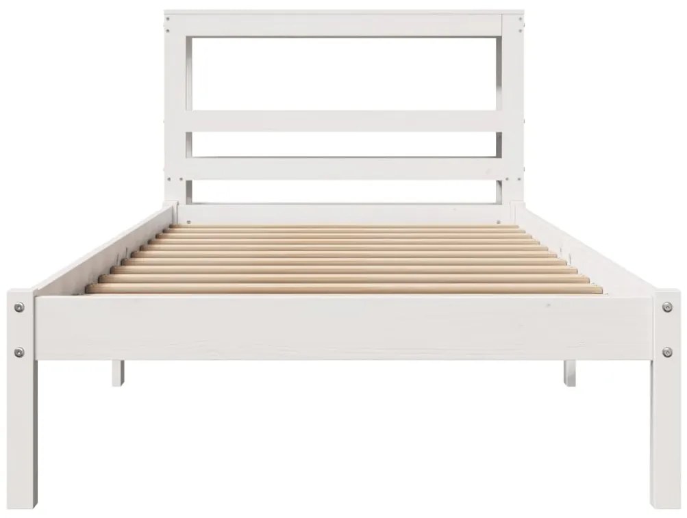 Cama sem colchão 100x200 cm madeira de pinho maciça branco
