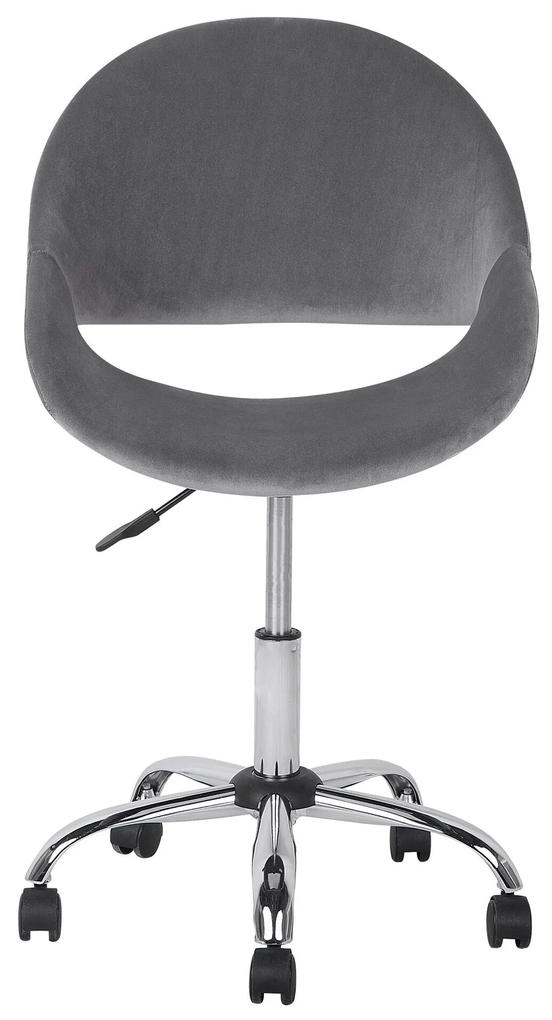 Cadeira de escritório em veludo cinzento SELMA Beliani