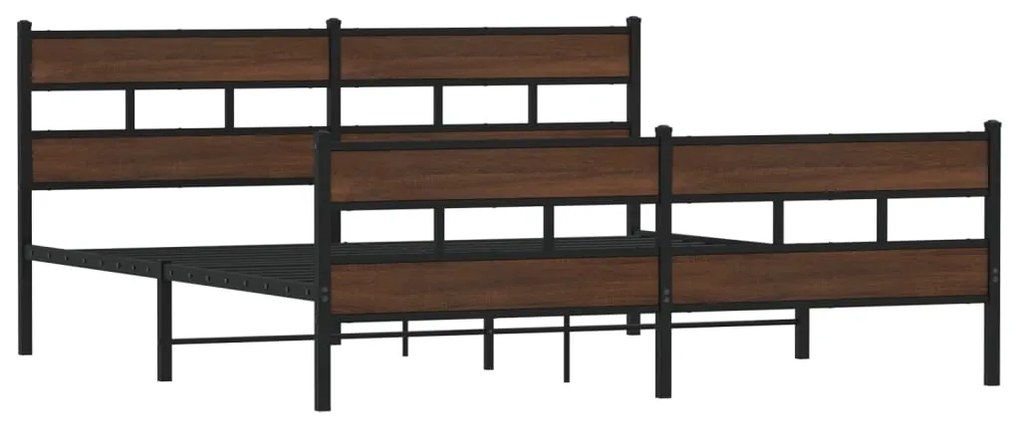 Estrutura cama sem colchão 193x203 cm metal carvalho castanho