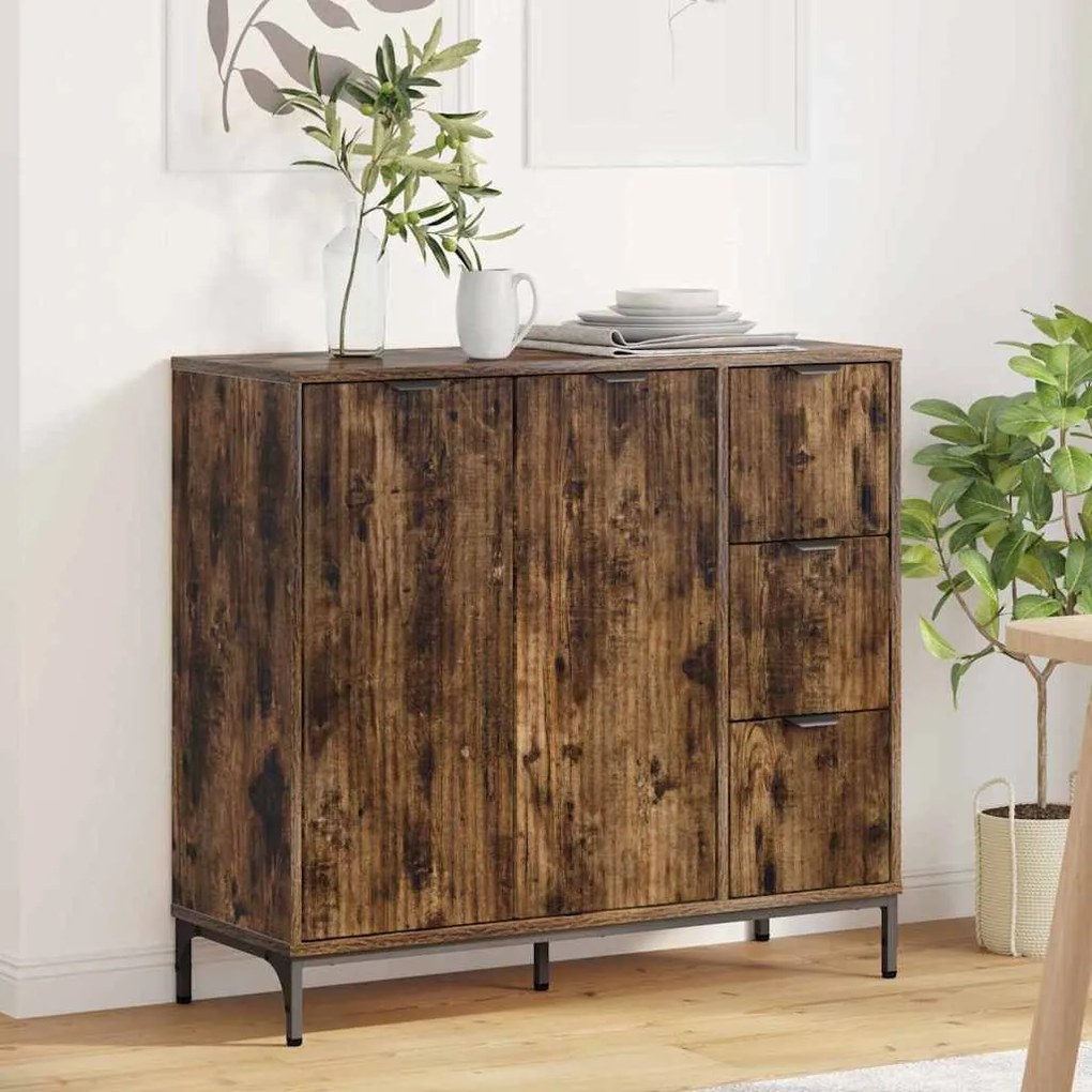vidaXL Buffet Carvalho fumado 89,5 x 33 x 82 cm Madeira processada