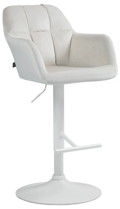 Banco de bar Natoma em veludo com estrutura branca 97-118 x 57 x 59 cm Creme