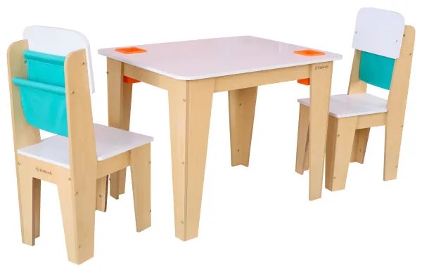 Conjunto Infantil mesa e 2 cadeiras Madeira Natural