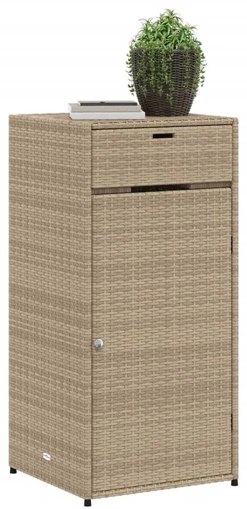 Armário de arrumação para jardim 55x55x111 cm vime PE bege
