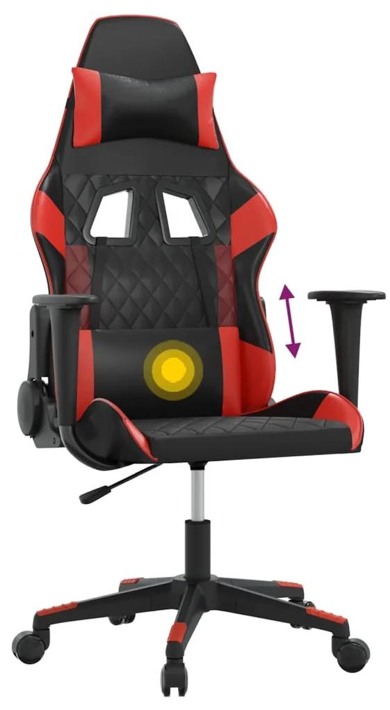Cadeira gaming massagens couro artificial preto e vermelho