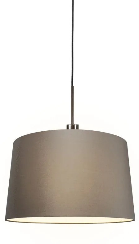 Candeeiro de suspensão moderno em aço e preto com abajur 45 cm bege - Combi Country / Rústico,Moderno