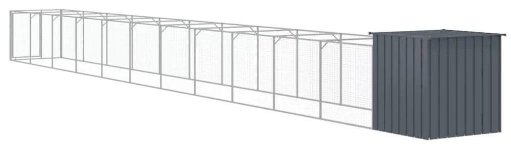 Casota p/ cães c/ parque 110x1221x110cm aço galvaniz. antracite