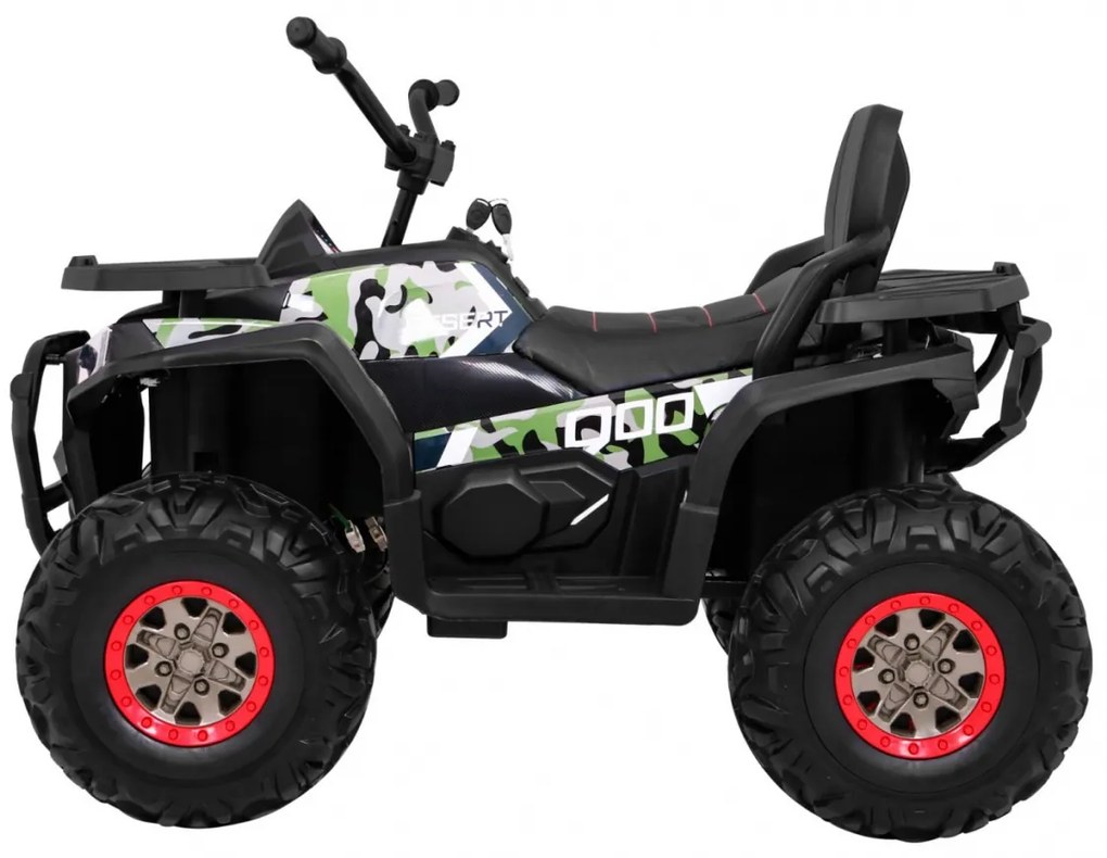 Moto 4 elétrica para crianças 12V 4x4 45W Deserto com Rodas Espuma EVA, Assento couro ecológico, som Crianças Até 30 kg Camuflada