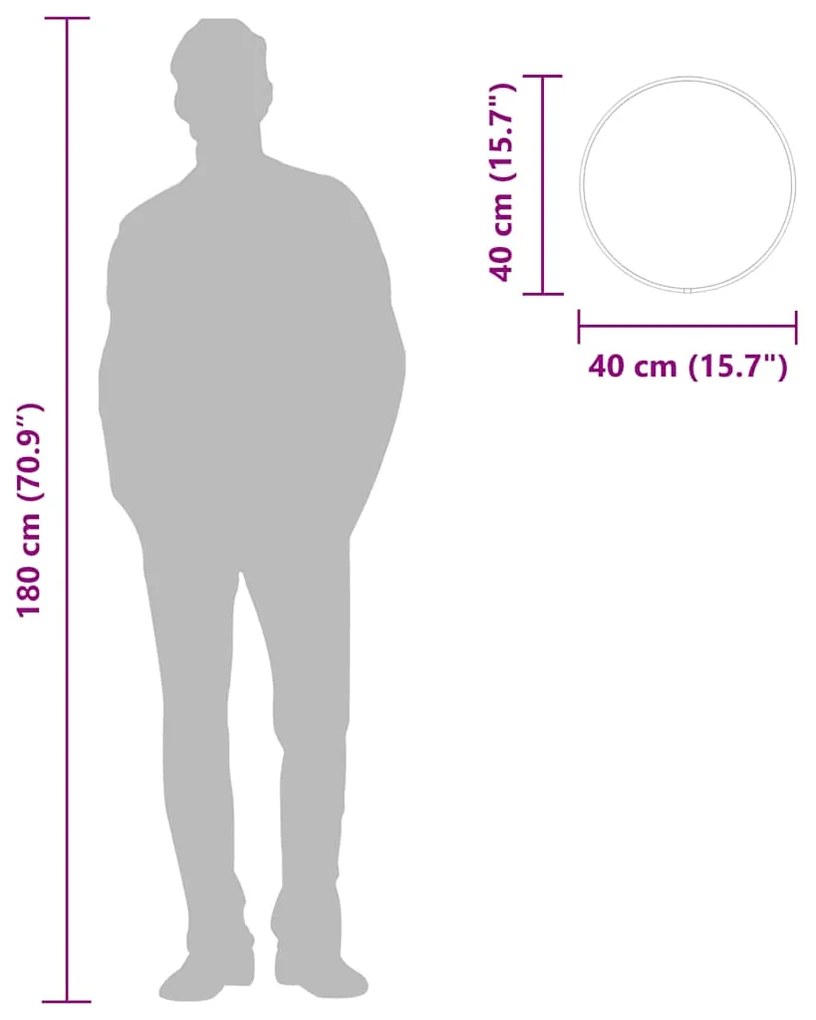 Espelho de parede Ø40 cm redondo preto