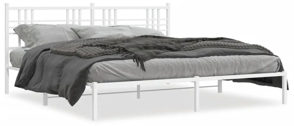 Estrutura de cama com cabeceira 180x200 cm metal branco