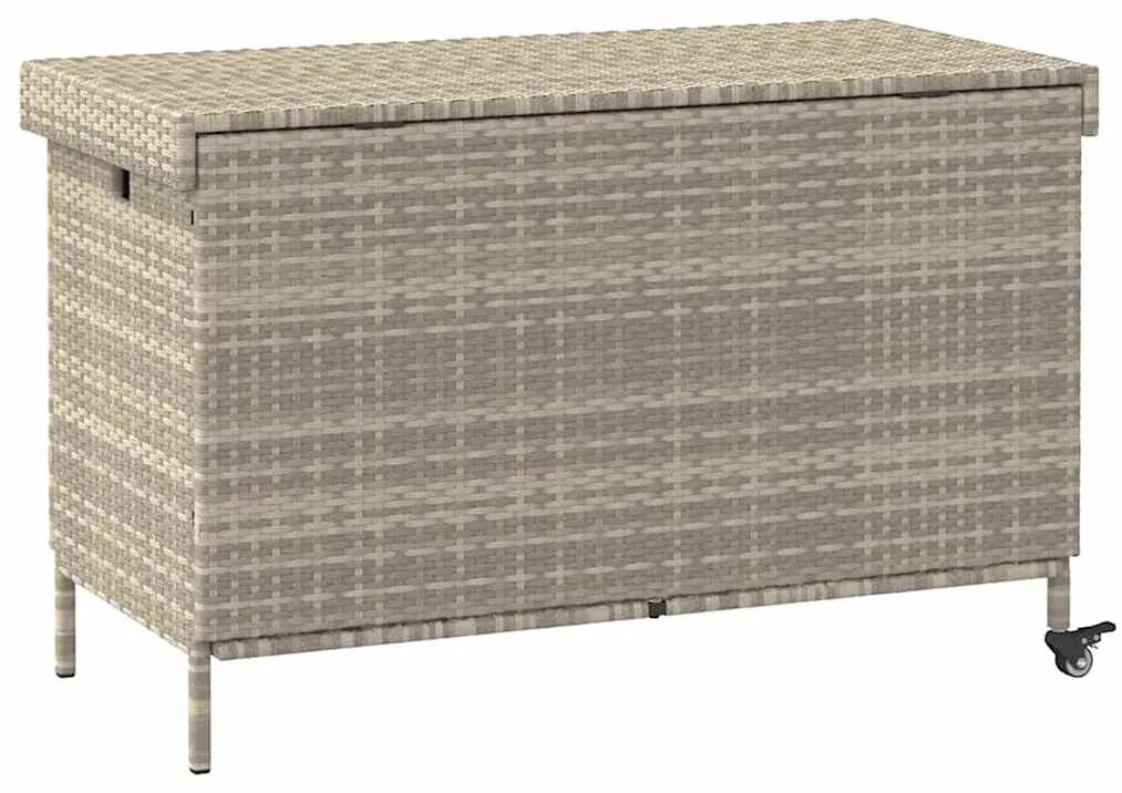 Caixa de arrumação com rodas 110x55x73 cm vime PE cinza-claro
