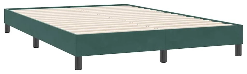 Estrutura de cama sem colchão 140x220 cm veludo verde-escuro