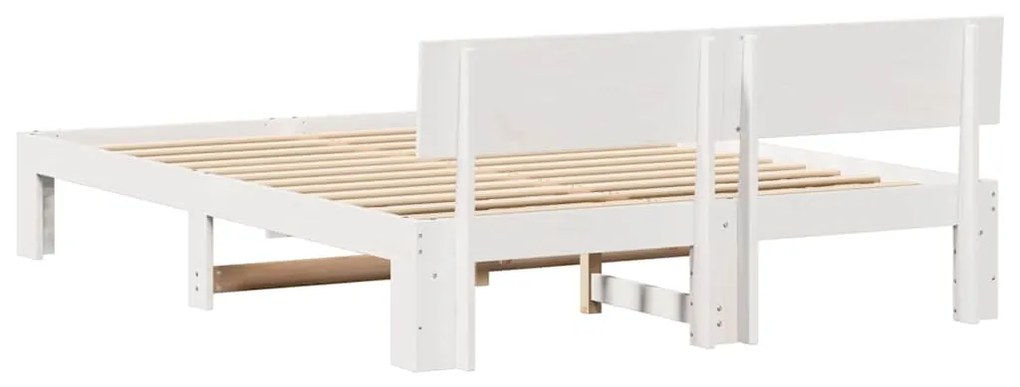 Estrado de Cama com Cabeceira Branco 160x200 cm Madeira de Pinho