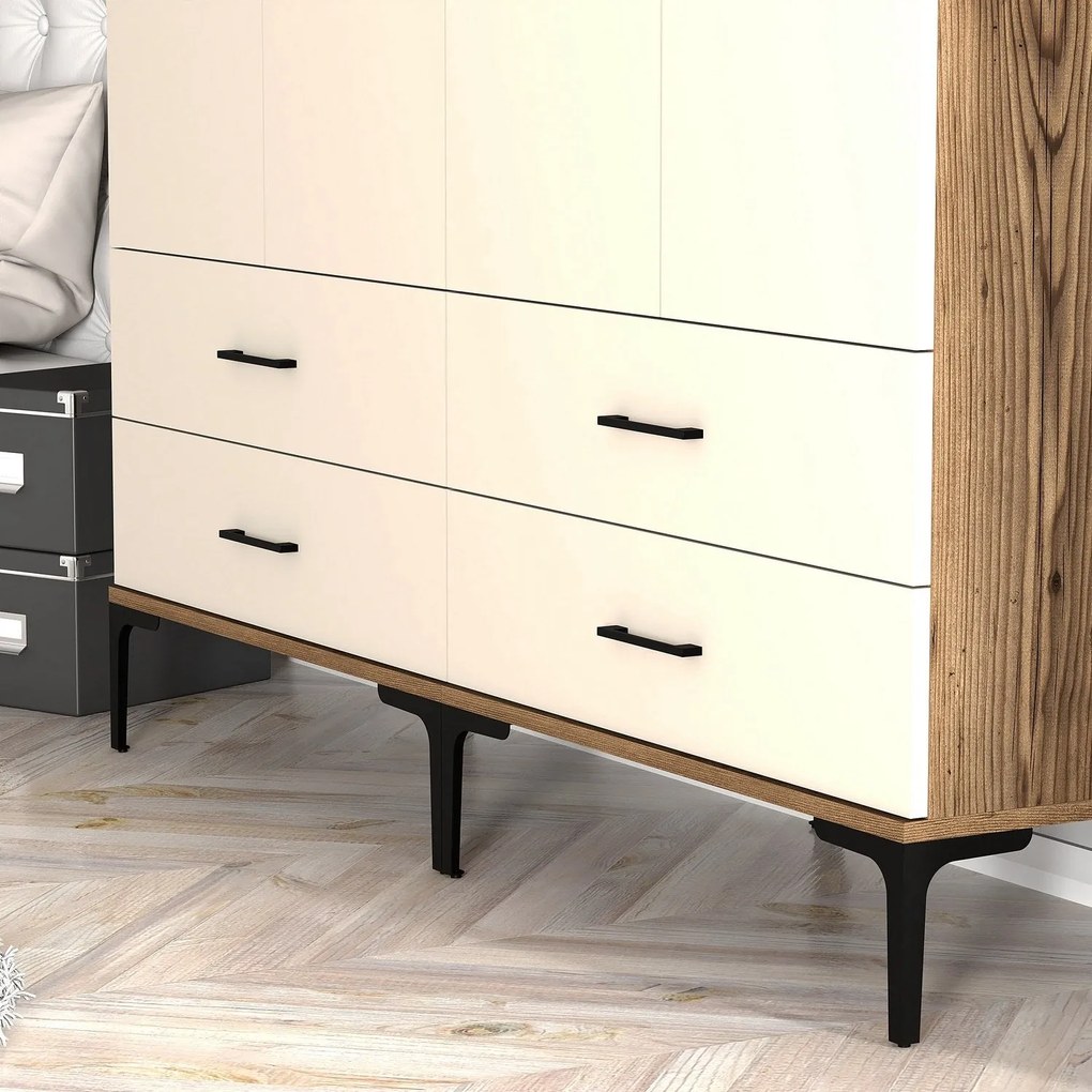 Guarda-Roupa Kumsal TT – Nogueira e Creme – 160x47,5x201,4 cm