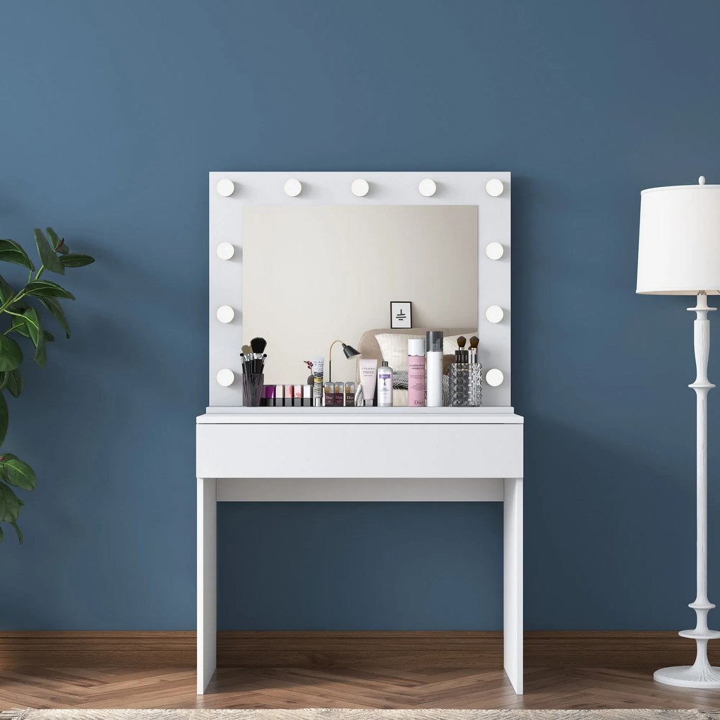 Mesa de Maquilhagem BJ120 – Branco – 90 cm x 76,8 cm x 45 cm
